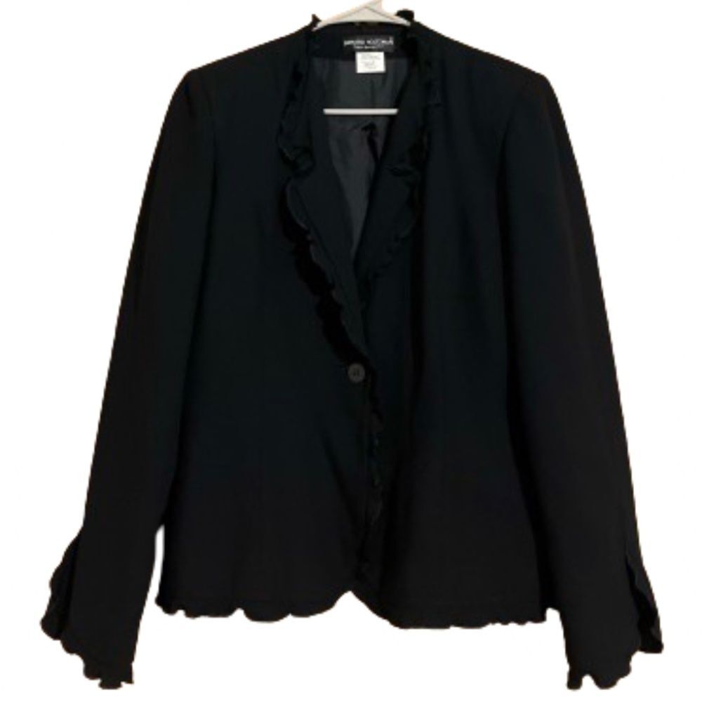 Vintage & Rare BENARD HOLTZMAN Women’s Black Scalloped Edge Blazer Jacket Sz-8